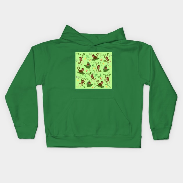 Jumping cheeky monkey Kids Hoodie by Arch4Design